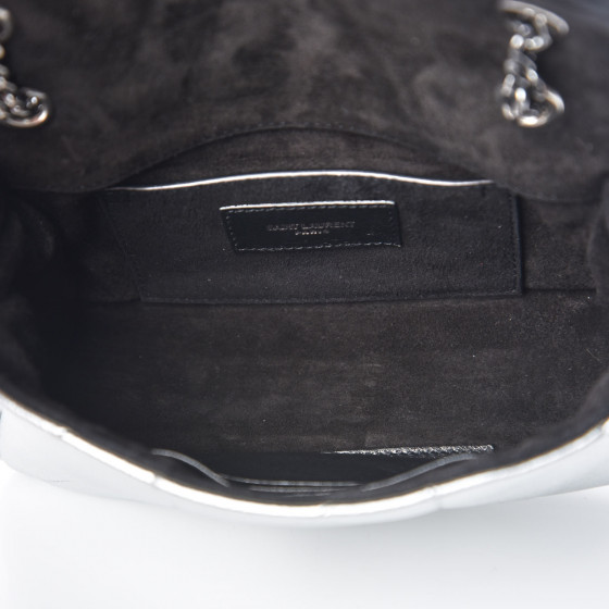 SAINT LAURENT Metallic Lambskin Patchwork Monogram Small