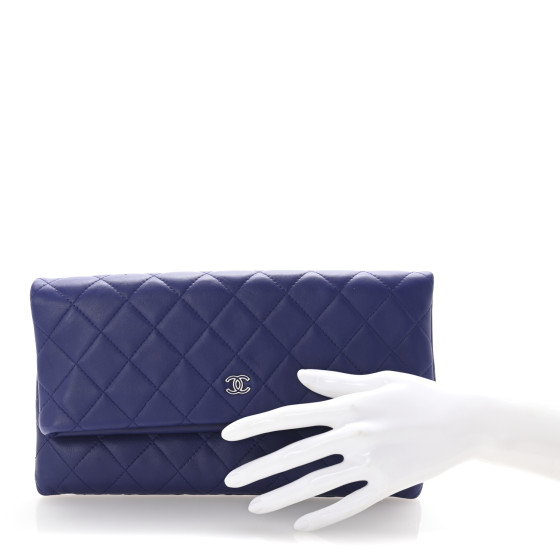 CHANEL Lambskin Quilted CC Beauty Clutch Blue