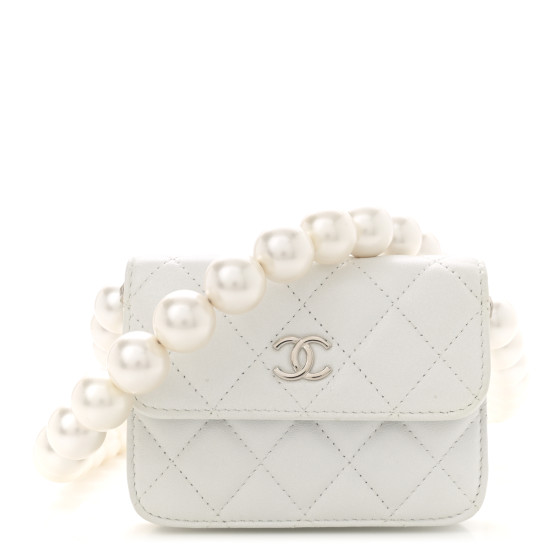 CHANEL Iridescent Calfskin Quilted Mini Maxi Pearls Wallet