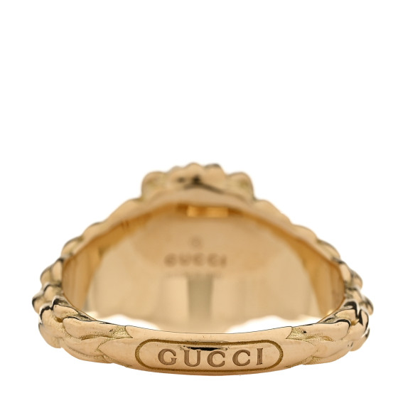 ユリィ GUCCI 18K Yellow Gold Diamond Chrome Diopside Lion Head Ring