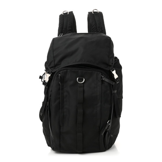 PRADA Tessuto Nylon Montagna Double Buckle Backpack Black