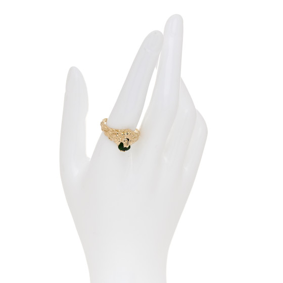 ユリィ GUCCI 18K Yellow Gold Diamond Chrome Diopside Lion Head Ring