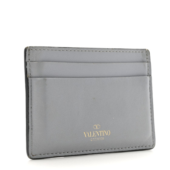 VALENTINO GARAVANI Vitello Rockstud Card Holder Grey 1692327