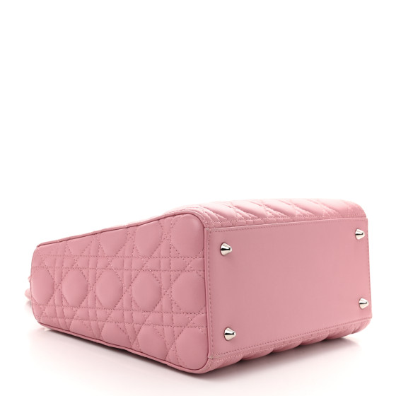 CHRISTIAN DIOR Lambskin Cannage Medium Lady Dior Pink