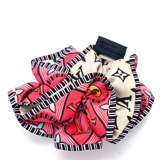 [MCM]★Monogram-printed silk scrunchy LOUIS VUITTON Monogram Tiles Silk Scrunchie Multicolor