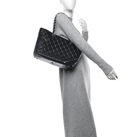 並行輸入品CHANEL手袋 CHANEL Aged Calfskin Quilted Large Cotton Club Tote Black
