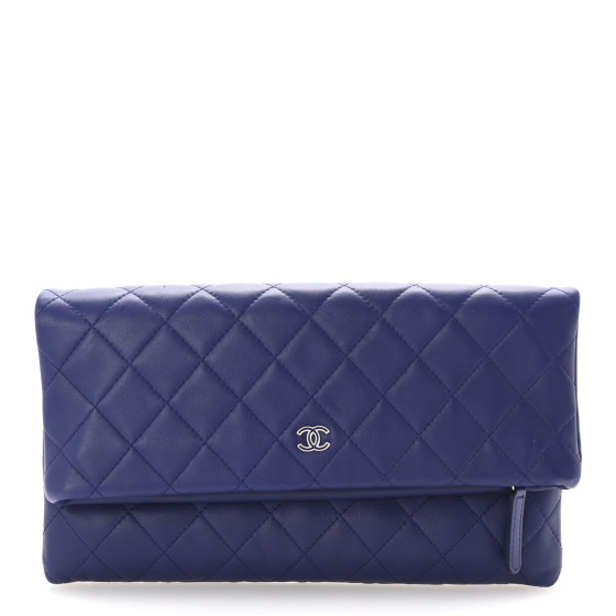 CHANEL Lambskin Quilted CC Beauty Clutch Blue