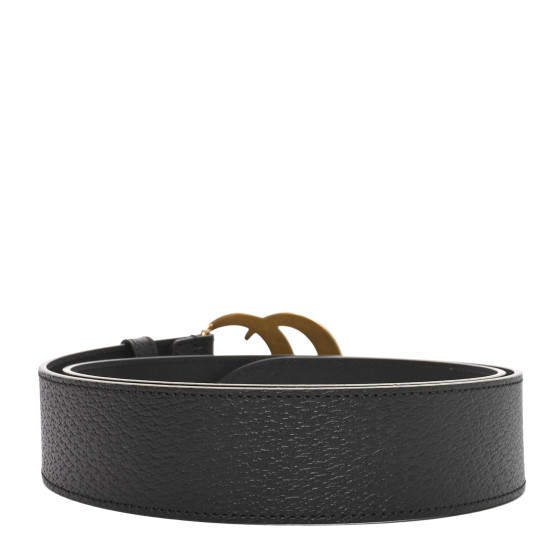 GUCCI Textured Calfskin Double G 40mm Belt 90 36 Black