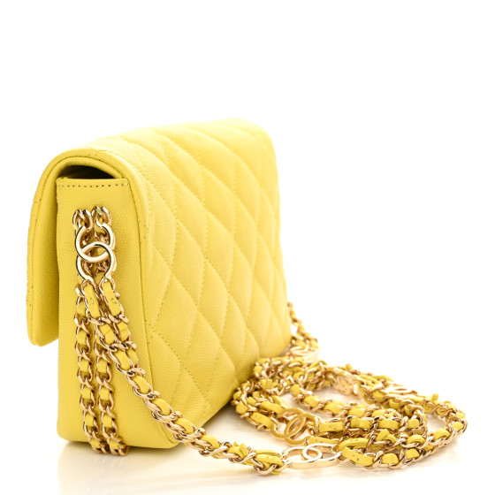 CHANEL Caviar Quilted Mini CC You Flap Yellow 1533517