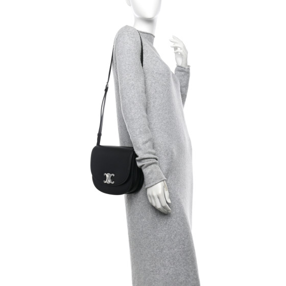 CELINE Supple Calfskin Medium Triomphe Besace Black 1659754