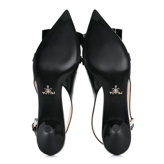 prada ✨美品✨正規品 Prada Women's Cipria Nude Patent Décoletté Logo Slingback