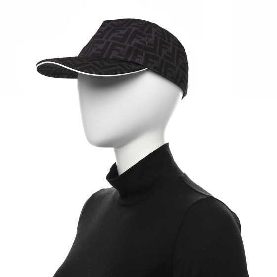 FENDI Canvas FF Reloaded Baseball Hat Black White 1658082