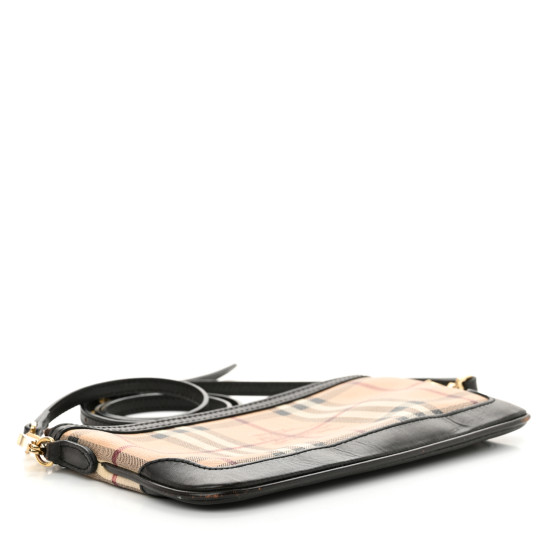 BURBERRY Haymarket Check Small Peyton Crossbody Clutch Bag