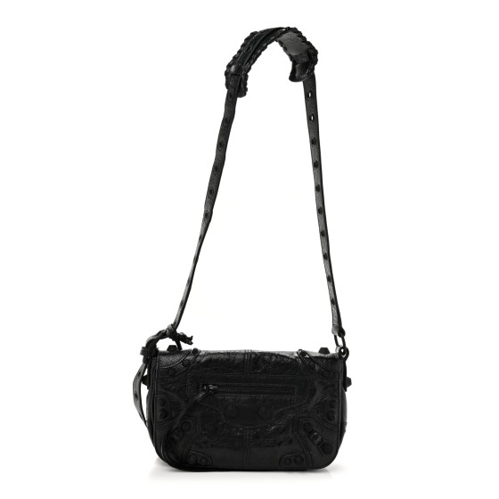BALENCIAGA Agneau Arena XS Le Cagole Flap Bag Black 1653681