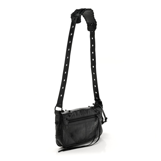BALENCIAGA Agneau Arena XS Le Cagole Flap Bag Black 1653681
