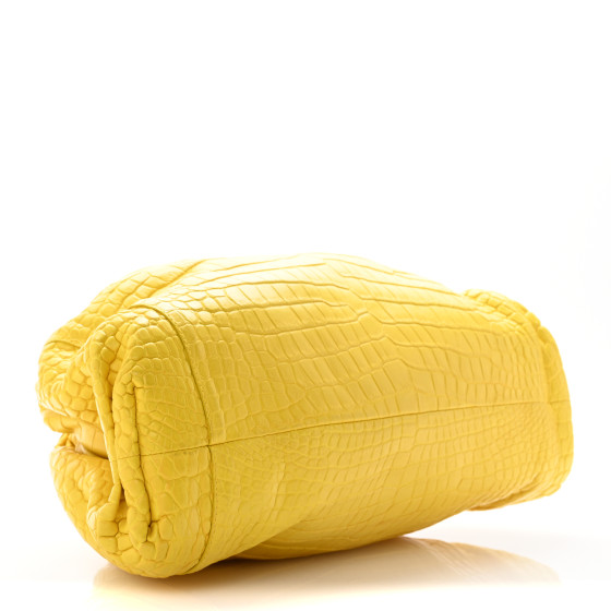 【関税&送料込】Bottega Veneta Bijoux Yellow Bottega Veneta Yellow Intrecciato Woven Leather Knot Clutch