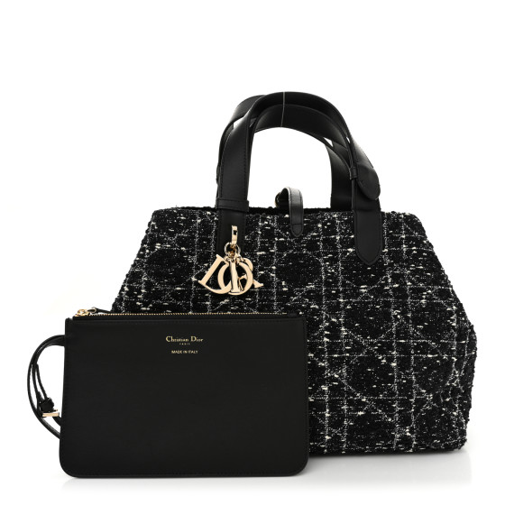 【無料郵送/関税込/正規品】 Dior Medium Toujours Bag Tweed Co Medium Dior Toujours Bag Black Tweed with White Cannage