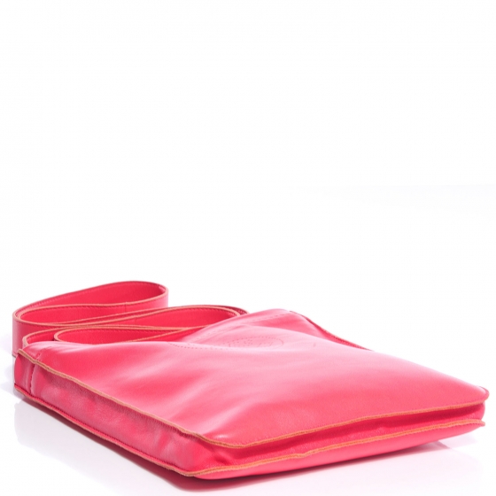 HERMES Milo Lambskin Clou De Selle Pouch Rose Tyrien 83340