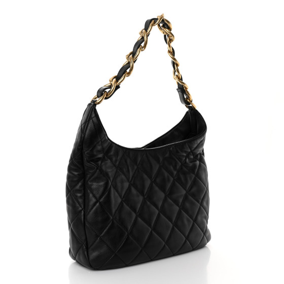Chanel 20A Black Crystal Bow Lambskin CC Logo Mule Slide