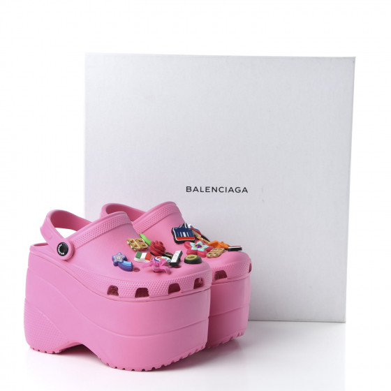 BALENCIAGA X CROCS Rubber Textured Womens Platform Sandals