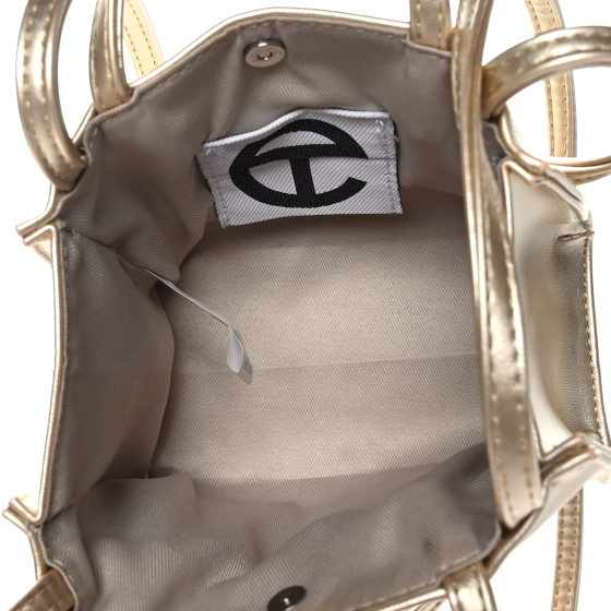 トートバッグ Telfar Shopping Bag Small Gold in Vegan Leather with Silve Small shopping bag vegan leather tote Telfar Gold in Vegan