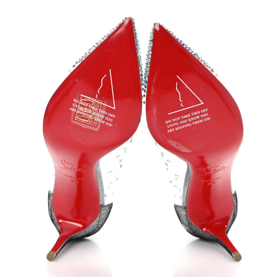 CHRISTIAN LOUBOUTIN PVC Degrastrass 85 Pumps 36 Silver