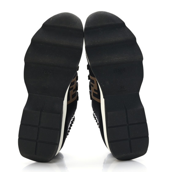FENDI Stretch Knit Jacquard FF Lace-Up Sock Sneakers 38