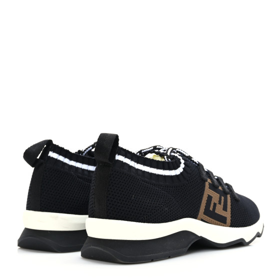 FENDI Stretch Knit Jacquard FF Lace-Up Sock Sneakers 38