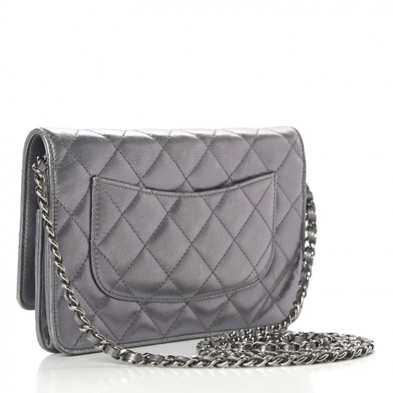 CHANEL Metallic Aged Calfskin Quilted Reissue Wallet On