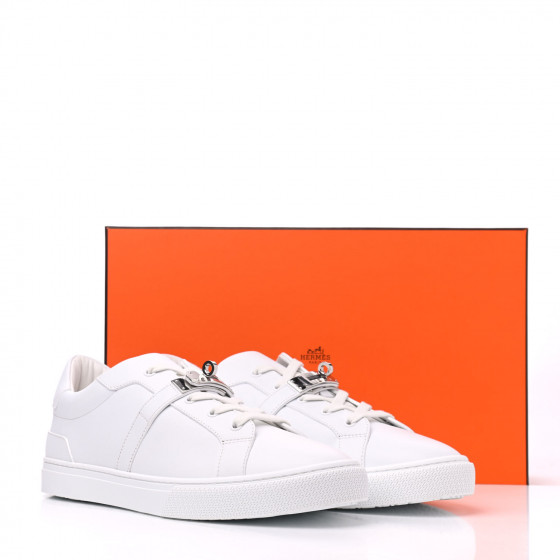 HERMES Calfskin Mens Day Sneakers 44 White 802905 | FASHIONPHILE