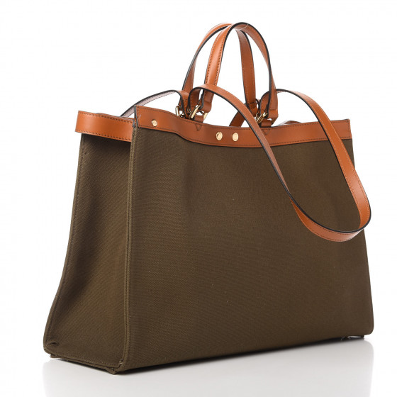 FENDI Canvas Vitello King FF Embroidered Medium Peekaboo X