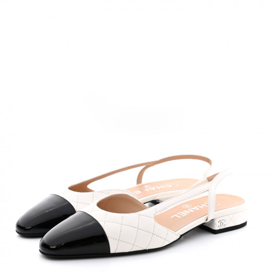 歩くたび、気品♡【CHANEL】ミュール CHANEL Lambskin Patent Quilted Cap Toe CC Slingback Flats 36