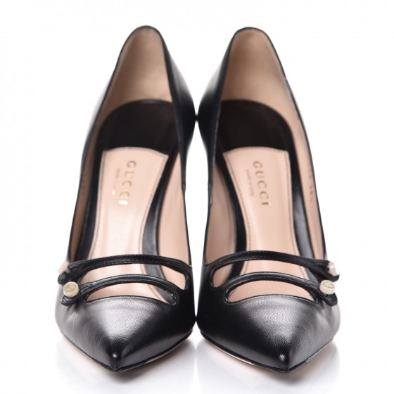 GUCCI Malaga Kid Aneta Double Strap High Heel Pumps 38.5