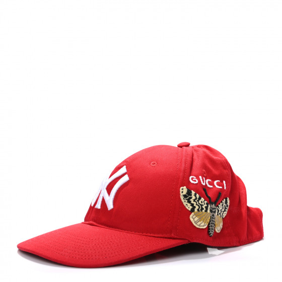 GUCCI X MLB Cotton NY Yankees Baseball Hat 57-61 Red 862922