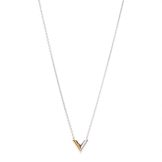 LOUIS VUITTON Essential V Necklace Silver 383069 | FASHIONPHILE