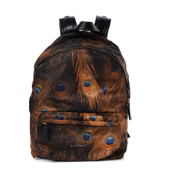 GIVENCHY ブラウン リュック GIVENCHY Nylon Calfskin Peacock Print Backpack Brown 383094