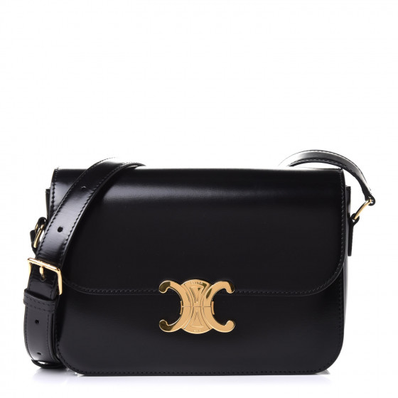 関税込★CELINE★Medium Triomphe Bag in Shiny Calfskin Black Women's Medium Triomphe bag in shiny calfskin | CELINE | 24S
