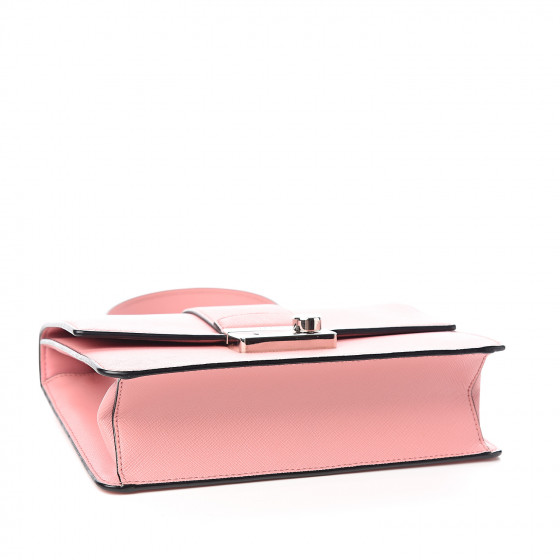 PRADA Saffiano Pattina Sound Chain Crossbody Bag Petalo