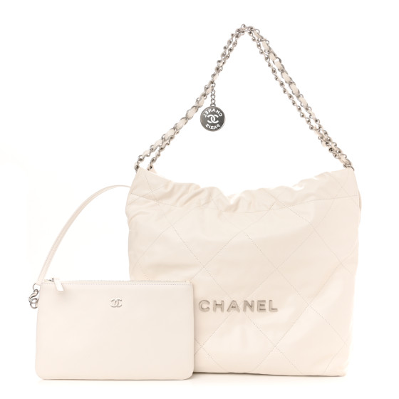 Shiny Calfskin Quilted Small Chanel 22 White
