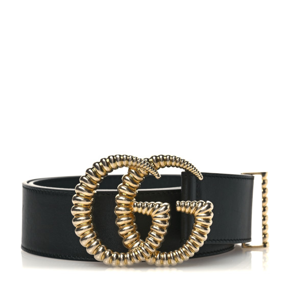 GUCCI Moon Calfskin Torchon Double G 40mm Belt 75 30 Black