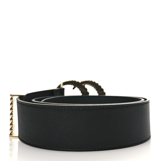 GUCCI Moon Calfskin Torchon Double G 40mm Belt 75 30 Black