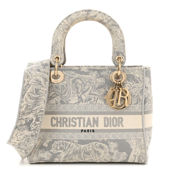 完売必至！Toile de Jouy Reverse LADY D-LITE MEDIUM BAG CHRISTIAN DIOR Canvas Toile De Jouy Reverse Embroidered