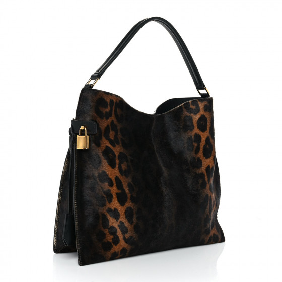 トムフォード Tom Ford Leopard Print Mini Bag TOM FORD Pony Hair Leopard Print Small Alix Padlock Zip Hobo