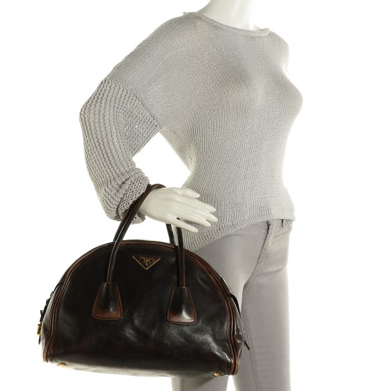 PRADA Vitello Vintage Bowling Bag Black 109264 | FASHIONPHILE