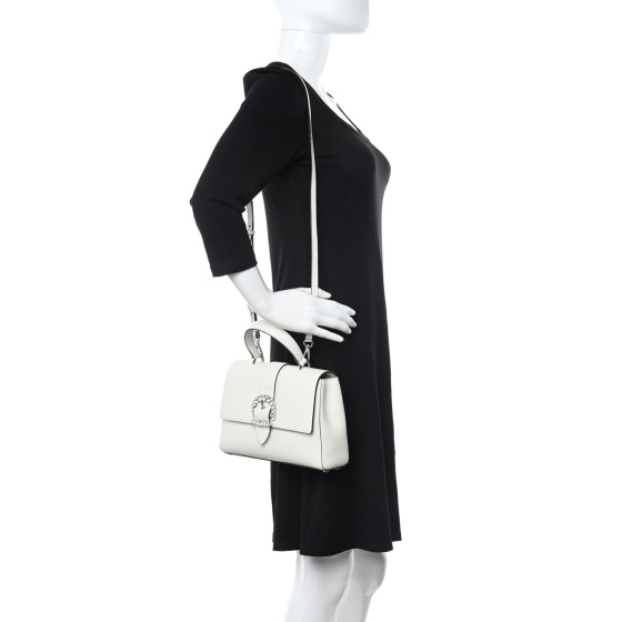 JIMMY CHOO Calfskin Crystal Medium Cheri Top Handle Bag Milk