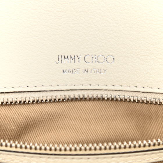 JIMMY CHOO Calfskin Crystal Medium Cheri Top Handle Bag Milk