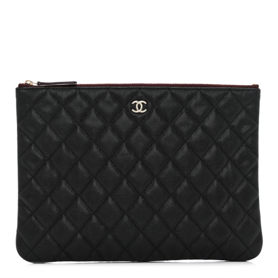 CHANEL Caviar Quilted Medium Cosmetic Case Black