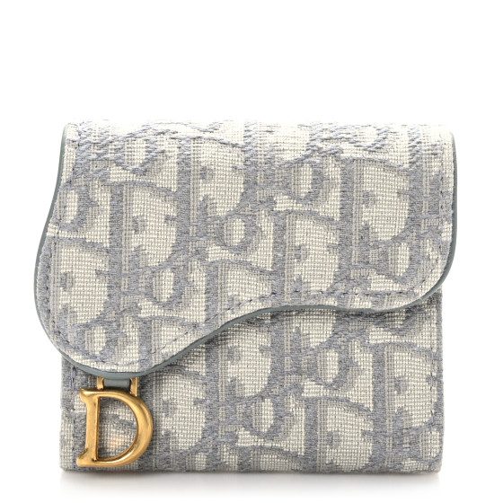 充実の品 Oblique DIOR CHRISTIAN Saddle 1349432 Grey Wallet Lotus 小物