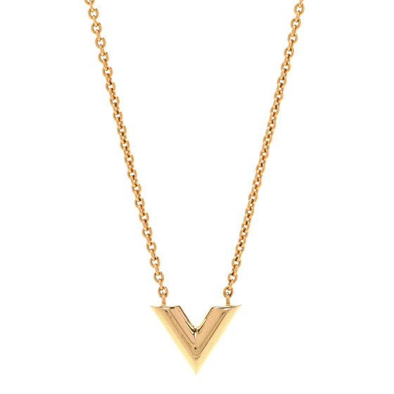 LOUIS VUITTON Essential V Necklace Gold