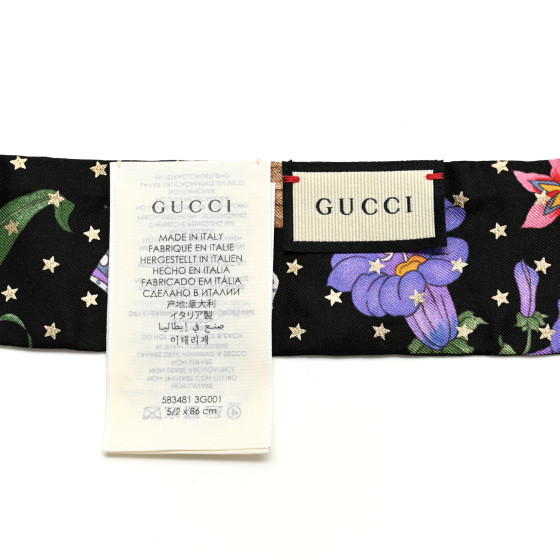 GUCCI Silk Twill Goldy Neck Bow Scarf Black 1628249